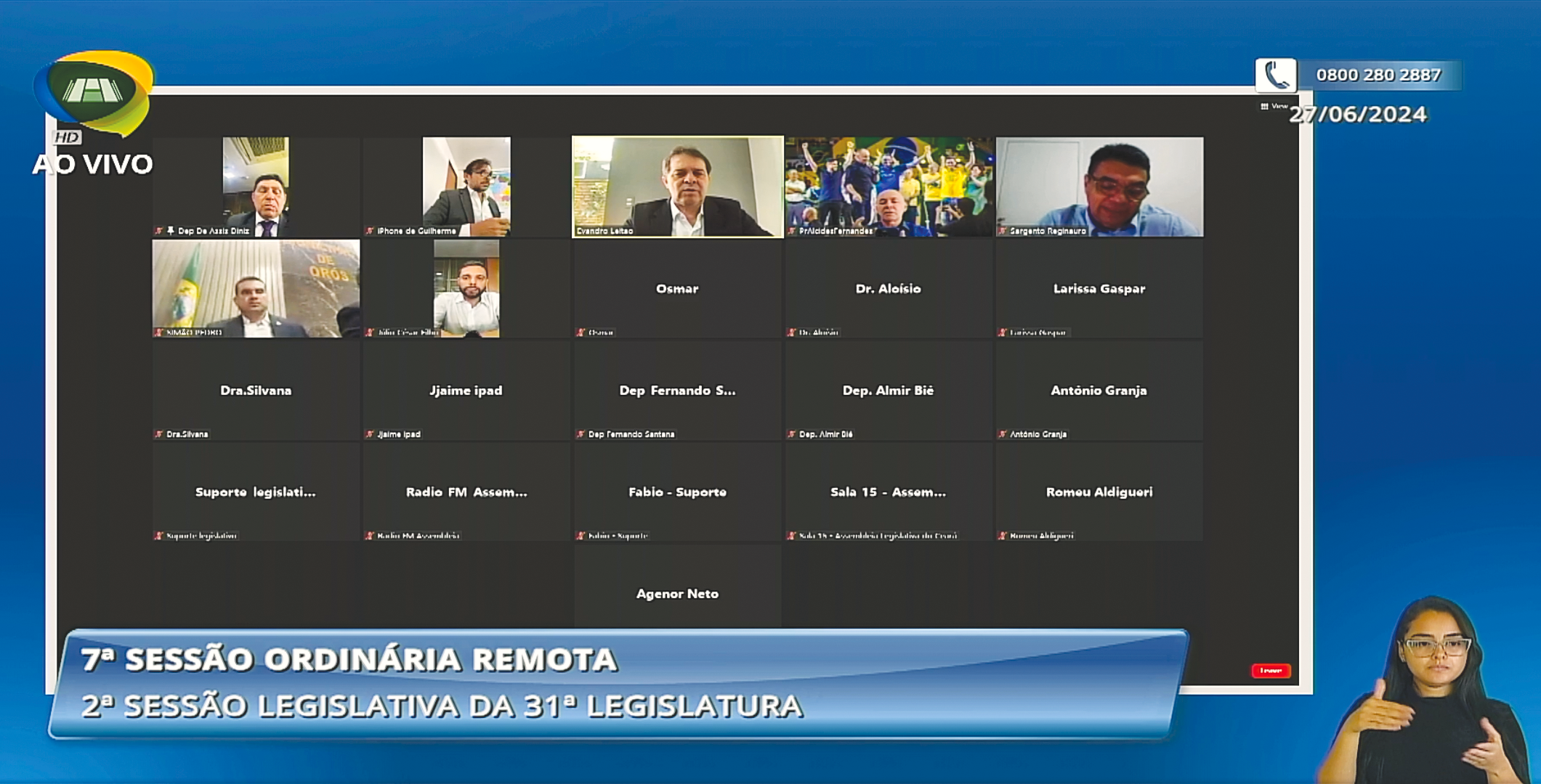 Votação durante a sessão plenária remota desta quinta-feira