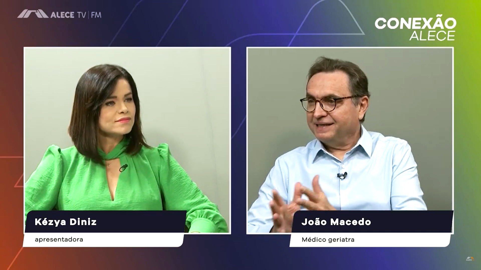 Jornalista Kézya Diniz entrevista o médico geriatra João Macedo Coelho Filho