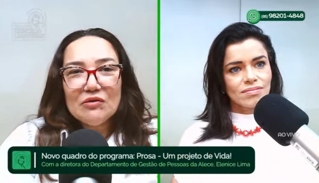 Diretora do Departamento de Gestão de Pessoas  da Alece, Elenice Lima e jornalista Kézia Diniz