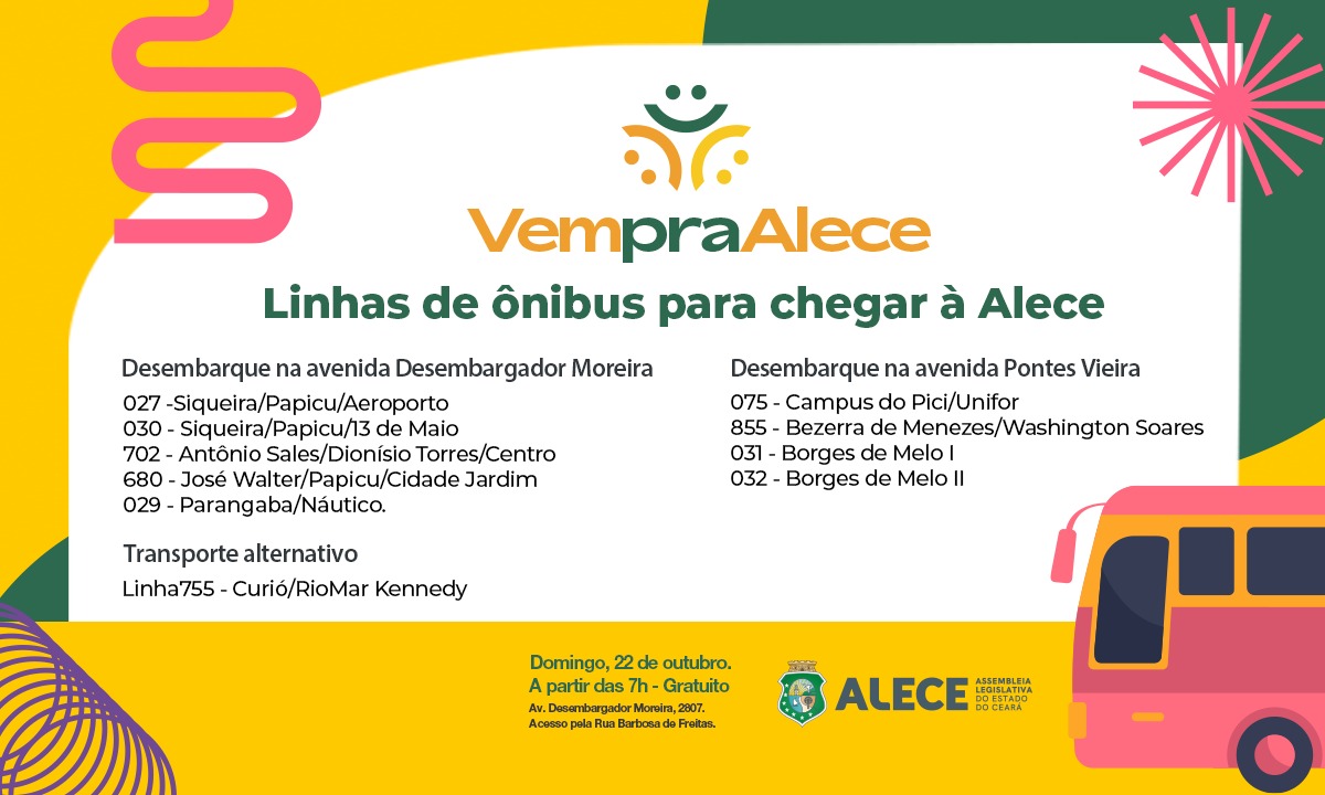 Vem pra Alece: confira opções de transporte público para chegar à Assembleia