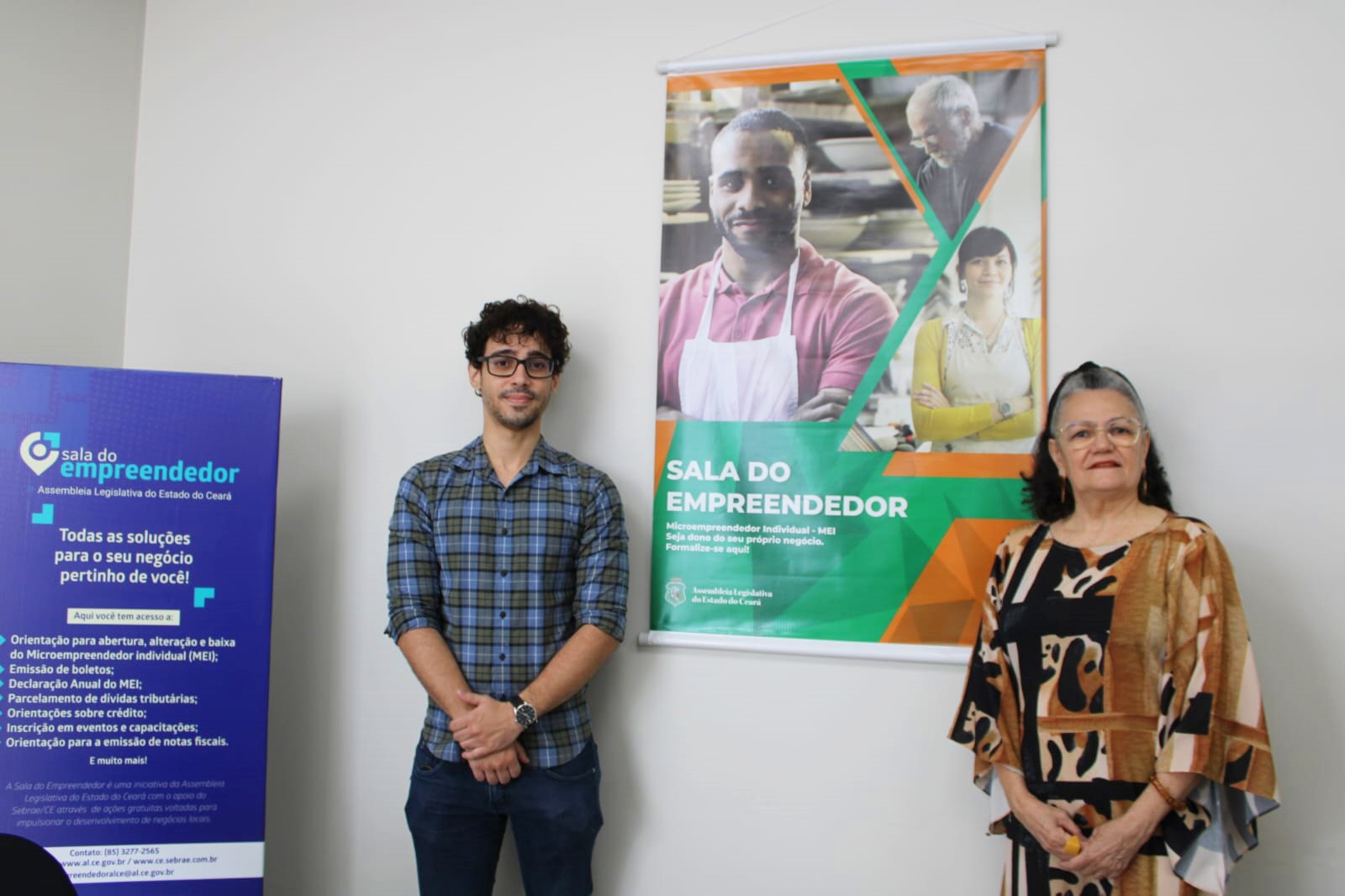 Lucas Aquino e Maria de Jesus Dias,coordenadores da Sala do Empreendedor da Alece